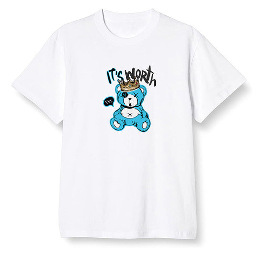 Pop Colour AJ13 Retro Obsidian Powder Blue - Worth Trying Teddy Bear - White Men T-shirt