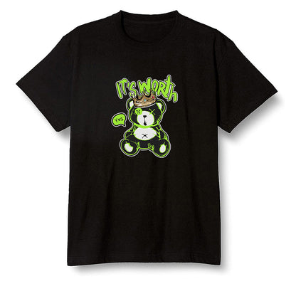 Pop Colour AJ6 Retro Electric Green - Worth Trying Teddy Bear - Black Men T-shirt