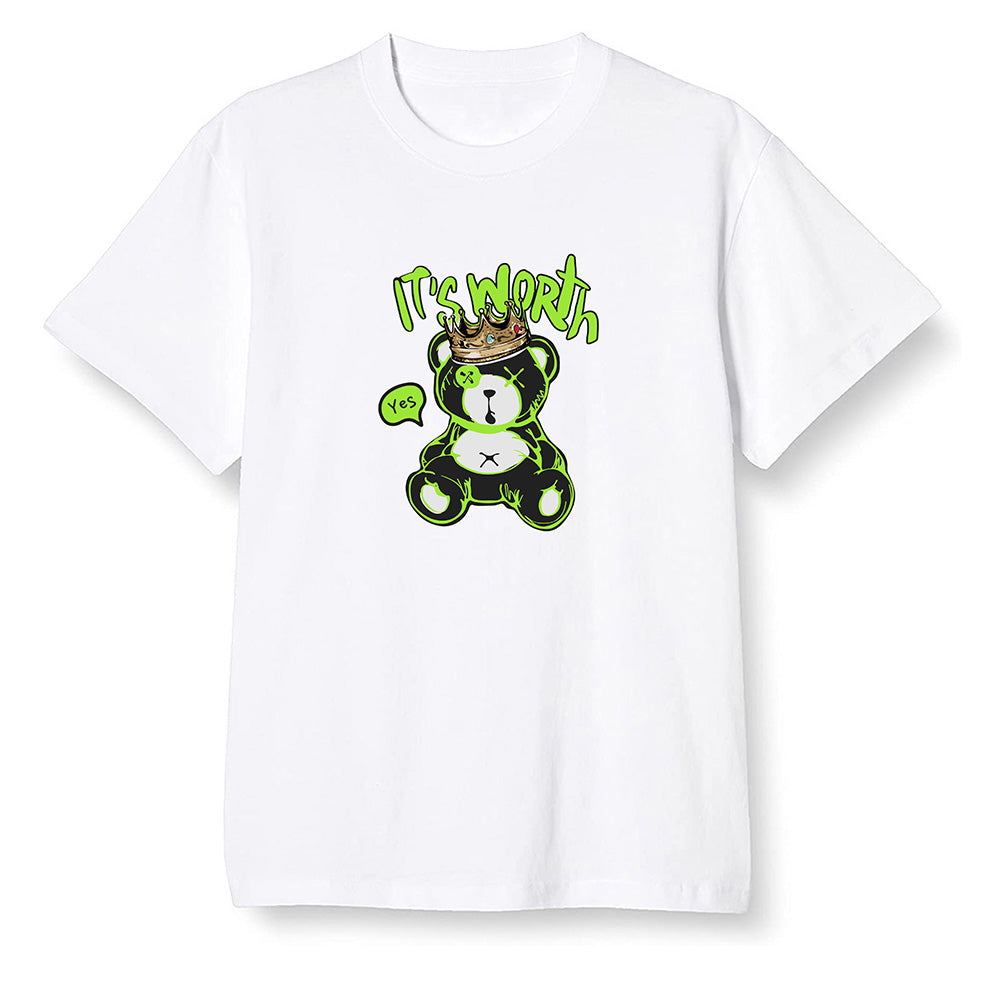 Pop Colour AJ6 Retro Electric Green - Worth Trying Teddy Bear - White Men T-shirt