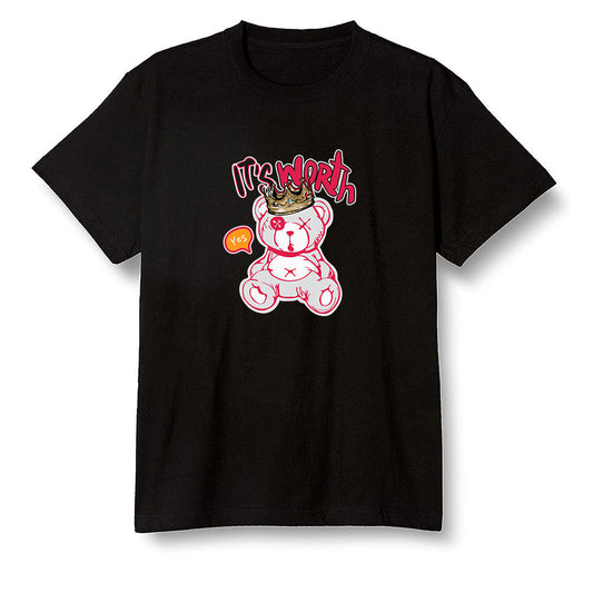 Pop Colour AJ6 Retro Hare - Worth Trying Teddy Bear - Black Men T-shirt