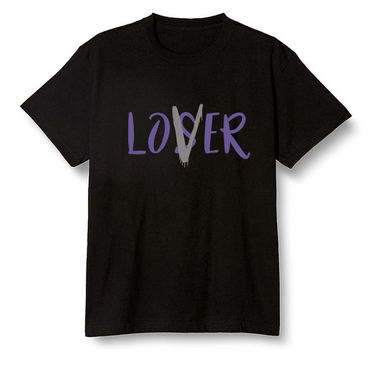 Pop Colour AJ1 High OG Court Purple - loser lover  - Black Men T-shirt