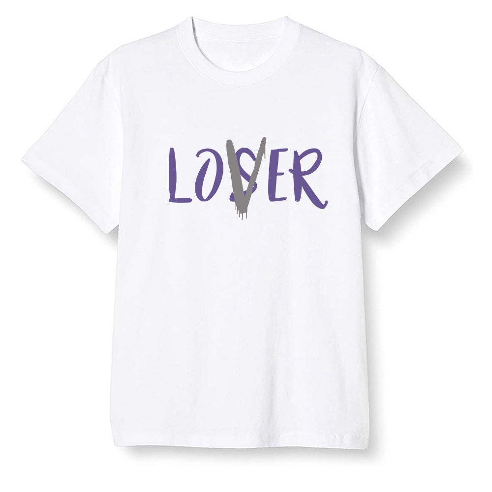 Pop Colour AJ1 High OG Court Purple - loser lover  - White Men T-shirt