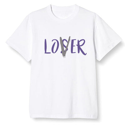 Pop Colour AJ1 High OG Court Purple - loser lover  - White Men T-shirt