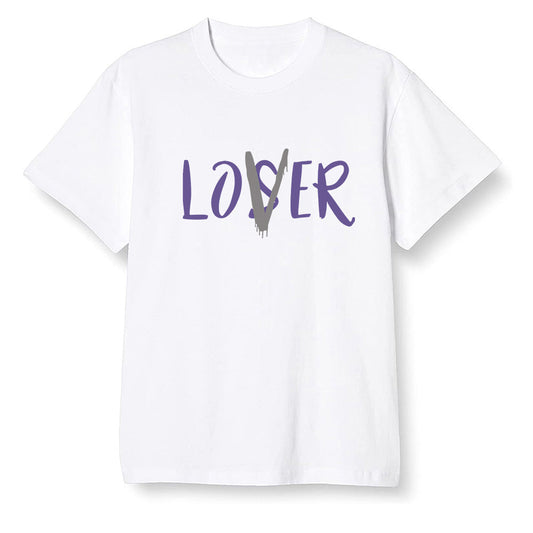 Pop Colour AJ1 High OG Court Purple - loser lover  - White Men T-shirt