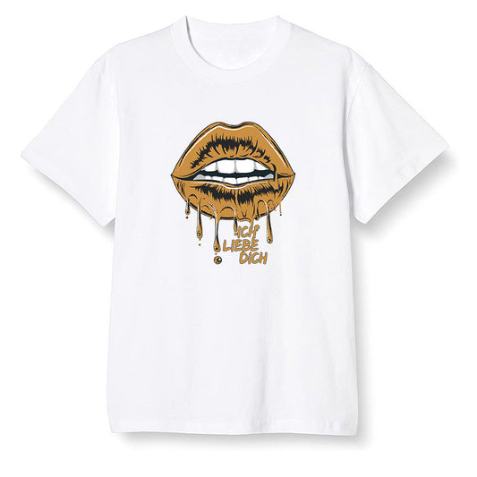 Pop Colour AJ1 Retro High OGetallic Gold - love you_red lips - White Men T-shirt