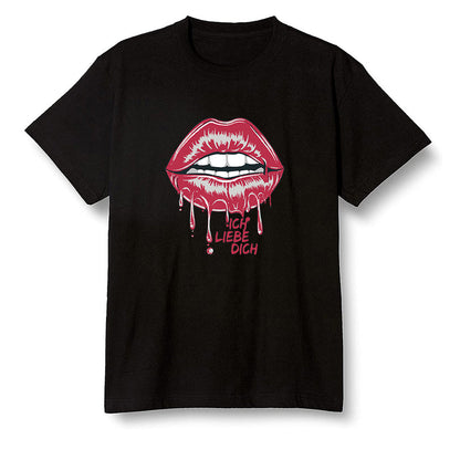 Pop Colour AJ1 Retro High OG Light Smoke Grey - love you_red lips - Black Men T-shirt