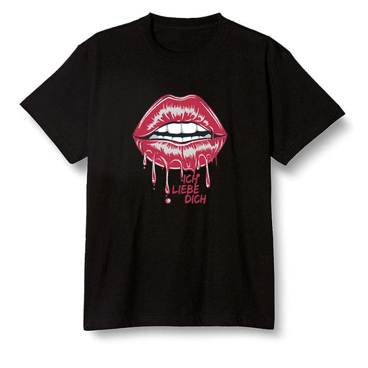 Pop Colour AJ1 Retro High OG Light Smoke Grey - love you_red lips - Black Men T-shirt