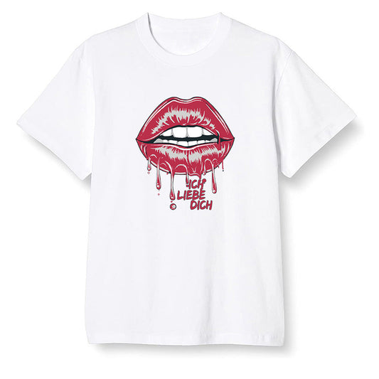 Pop Colour AJ1 Retro High OG Light Smoke Grey - love you_red lips - White Men T-shirt