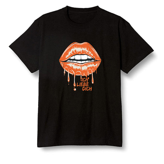 Pop Colour AJ1 Retro High OG Electro Orange - love you_red lips - Black Men T-shirt