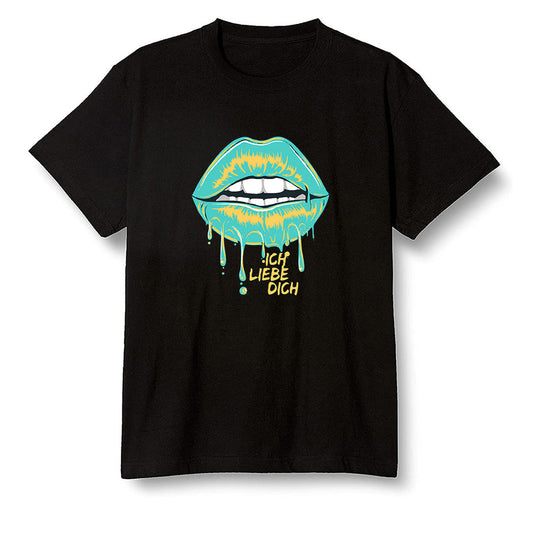 Pop Colour AJ1 Retro High OG Tokyo Bio Hack - love you_red lips - Black Men T-shirt