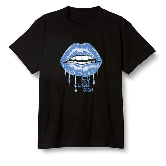 Pop Colour AJ1 Retro High OG Hyper Royal - love you_red lips - Black Men T-shirt