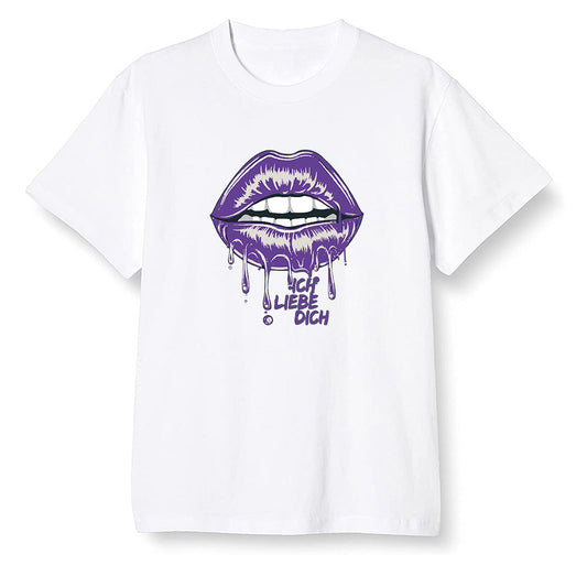 Pop Colour AJ1 Retro High OG Court Purple - love you_red lips - White Men T-shirt