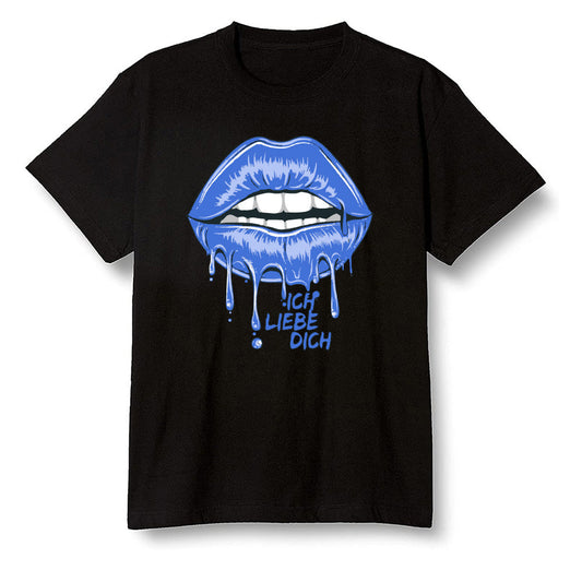 Pop Colour AJ13 Retro Black Royal - love you_red lips - Black Men T-shirt