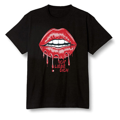 Pop Colour AJ13 Retro HE Got Game - love you_red lips - Black Men T-shirt