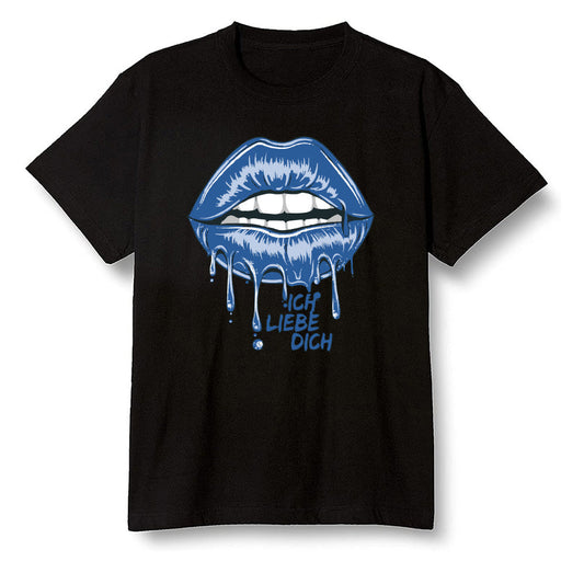 Pop Colour AJ13 Retro Flint - love you_red lips - Black Men T-shirt