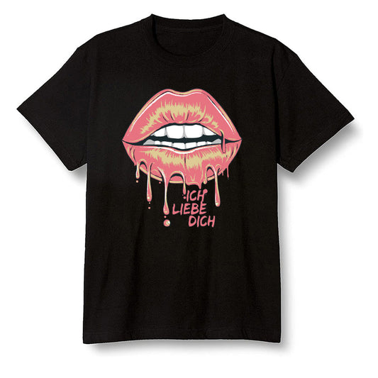 Pop Colour AJ13 Retro CNY - love you_red lips - Black Men T-shirt