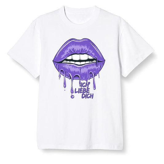 Pop Colour AJ13 Retro Court Purple - love you_red lips - White Men T-shirt