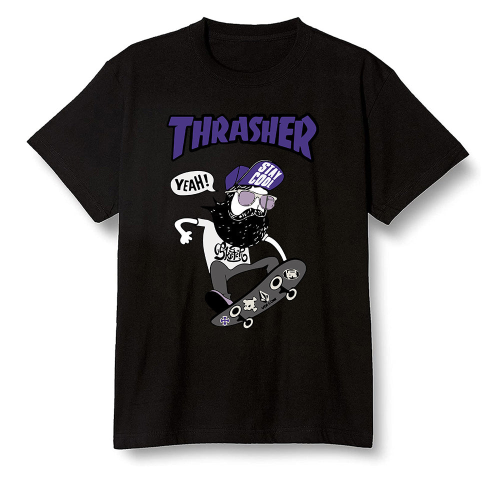 Pop Colour AJ1 Retro High OG Court Purple - skateboard hipster  - Black Men T-shirt
