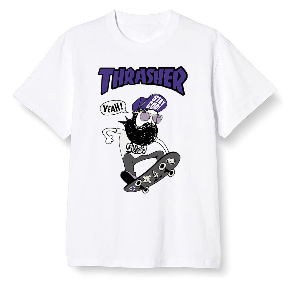 Pop Colour AJ1 Retro High OG Court Purple - skateboard hipster  - White Men T-shirt