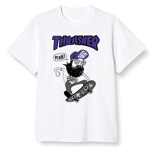 Pop Colour AJ1 Retro High OG Court Purple - skateboard hipster  - White Men T-shirt