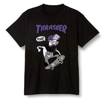 Pop Colour AJ1 High OG Court Purple - skateboard hipster  - Black Men T-shirt