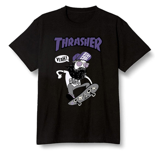 Pop Colour AJ1 High OG Court Purple - skateboard hipster  - Black Men T-shirt