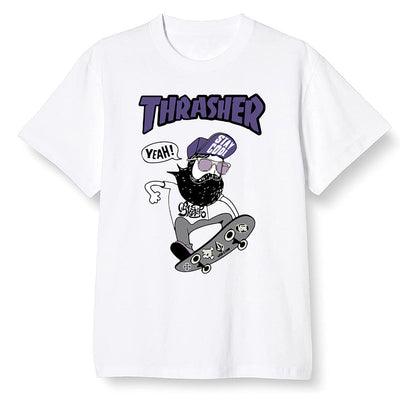 Pop Colour AJ1 High OG Court Purple - skateboard hipster  - White Men T-shirt