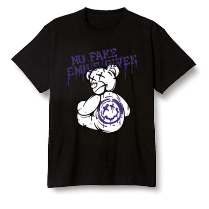 Pop Colour AJ1 Retro High OG Court Purple - smiley teddy bear  - Black Men T-shirt