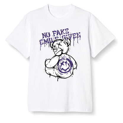 Pop Colour AJ1 Retro High OG Court Purple - smiley teddy bear  - White Men T-shirt
