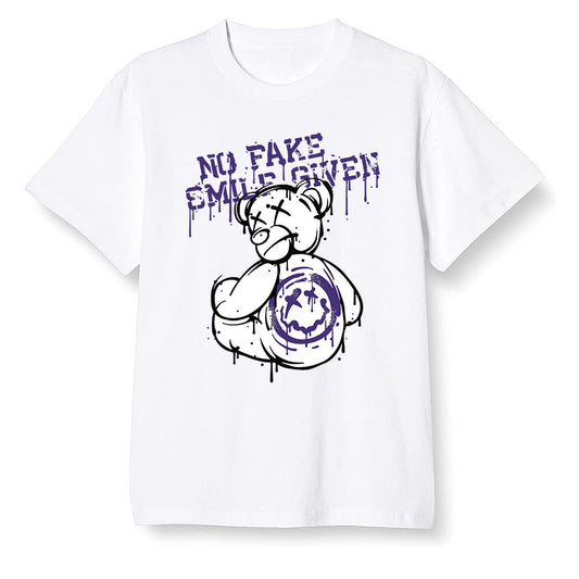Pop Colour AJ1 Retro High OG Court Purple - smiley teddy bear  - White Men T-shirt