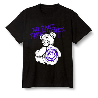 Pop Colour AJ13 Retro Court Purple - smiley teddy bear - Black Men T-shirt