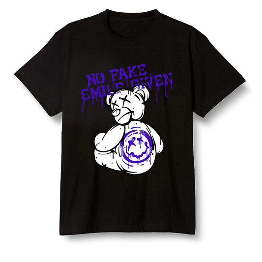 Pop Colour AJ13 Retro Court Purple - smiley teddy bear - Black Men T-shirt