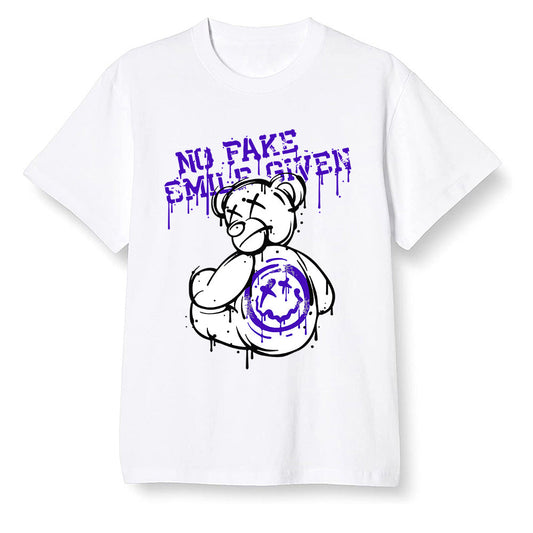 Pop Colour AJ13 Retro Court Purple - smiley teddy bear - White Men T-shirt